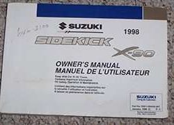 1998 Suzuki Sidekick X-90 Owner's Manual