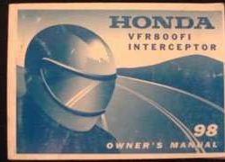 1998 Honda VFR800FI Interceptor Motorcycle Owner's Manual