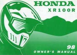 1998 Honda XR100R Motorcycle Owner's Manual