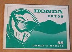 1998 Honda XR70R Motorcycle Owner's Manual