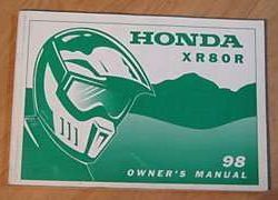 1998 Honda XR80R Motorcycle Owner's Manual