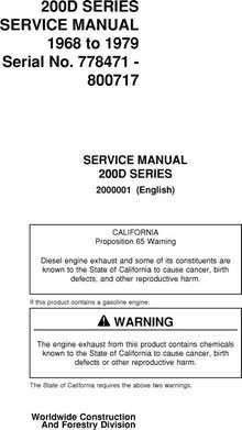 Timberjack D Series model 230d Skidders Service Repair Technical Manual