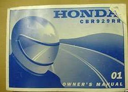 2001 Honda CBR929RR Motorcycle Owner's Manual