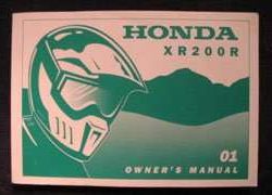 2001 Honda XR200R Motorcycle Owner's Manual