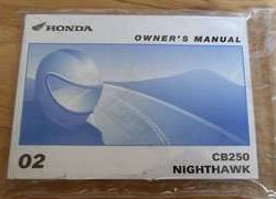 2002 Honda CB250 Nighthawk Motorcycle Owner's Manual