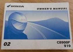 2002 Honda CB900F 919 Motorcycle Owner's Manual