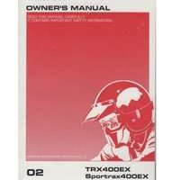 2002 Honda TRX400EX Sportrax 400EX ATV Owner's Manual