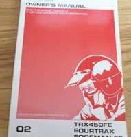 2002 Honda TRX450FE Fourtrax Foreman FE ATV Owner's Manual