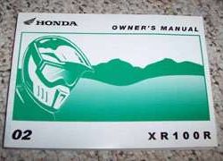 2002 Honda XR100R Motorcycle Owner's Manual