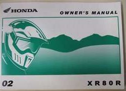 2002 Honda XR80R Motorcycle Owner's Manual