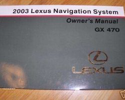 2003 Lexus GX470 Navigation System Owner's Manual