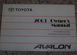 2003 Toyota Avalon Owner's Manual
