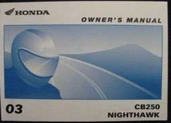2003 Honda CB250 Nighthawk Motorcycle Owner's Manual