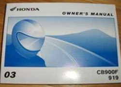 2003 Honda CB900F 919 Motorcycle Owner's Manual
