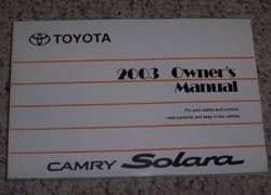2003 Toyota Camry Solara Owner's Manual
