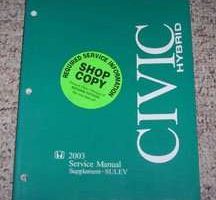 2003 Honda Civic Hybrid SULEV Service Manual Supplement