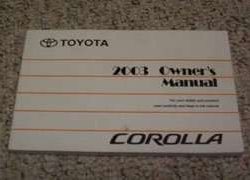2003 Toyota Corolla Owner's Manual