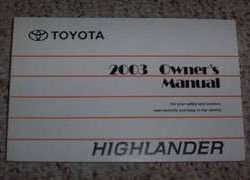 2003 Toyota Highlander Owner's Manual