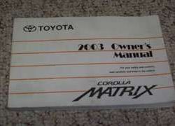2003 Toyota Corolla Matrix Owner's Manual