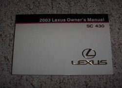 2003 Lexus SC430 Owner's Manual