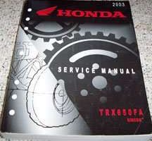 2003 Honda Rincon TRX650FA ATV Shop Service Repair Manual