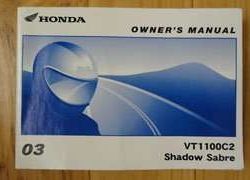 2003 Honda VT1100C2 Shadow Sabre Motorcycle Owner's Manual