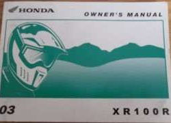 2003 Honda XR100R Motorcycle Owner's Manual