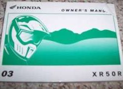 2003 Honda XR50R Motorcycle Owner's Manual