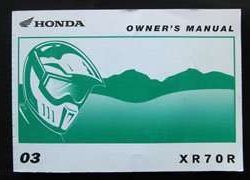 2003 Honda XR70R Motorcycle Owner's Manual