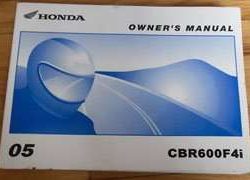 2005 Honda CBR600F4i Motorcycle Owner's Manual