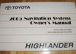 2005 Toyota Highlander Navigation System Owner's Manual