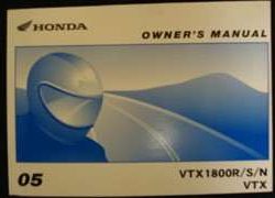 2005 Honda VTX1800R, VTX1800S & VTX1800N Motorcycle Owner's Manual