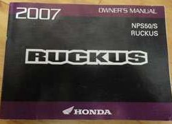2007 Honda NPS50 & NPS50 & NPS50S Ruckus Scooter Owner's Manual