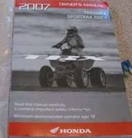 2007 Honda TRX250EX Sportrax 250EX ATV Owner's Manual