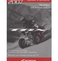 2007 Honda TRX400EX Sportrax 400EX ATV Owner's Manual