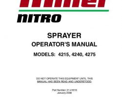 Operator's Manual for New Holland Sprayers model Nitro 4215