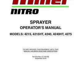 Operator's Manual for New Holland Sprayers model Nitro 4275