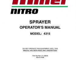 Operator's Manual for New Holland Sprayers model Nitro 4315