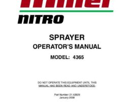 Operator's Manual for New Holland Sprayers model Nitro 4365