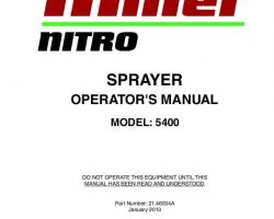 Operator's Manual for New Holland Sprayers model 5400