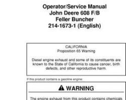 Operators Manuals for Timberjack 608 Series model 608 Tracked Feller Bunchers