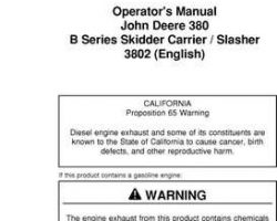 Operators Manuals for Timberjack B Series model 380b Skidders