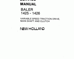 Service Manual for New Holland Balers model 1426 Main Shaft & Clutch