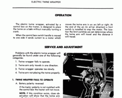 Service Manual for New Holland Balers model 850 Electric Twine Wrapper Section