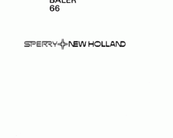 Operator's Manual for New Holland Balers model 66
