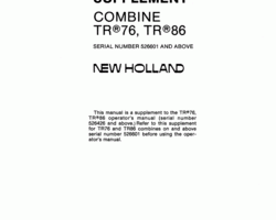 Operator's Manual for New Holland Combine model TR76