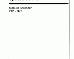 Operator's Manual for New Holland Spreaders model 327