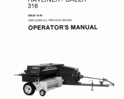 Operator's Manual for New Holland Balers model 316