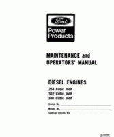 Operator's Manual for FORD Engines model 380