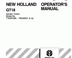 Operator's Manual for New Holland Tractors model GT18